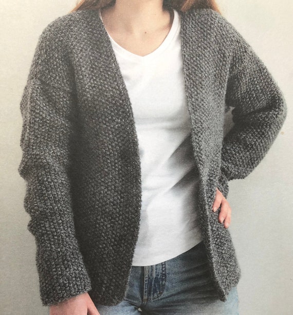 Easy Cardigan Knitting Pattern PDF Beginners Womens | Etsy