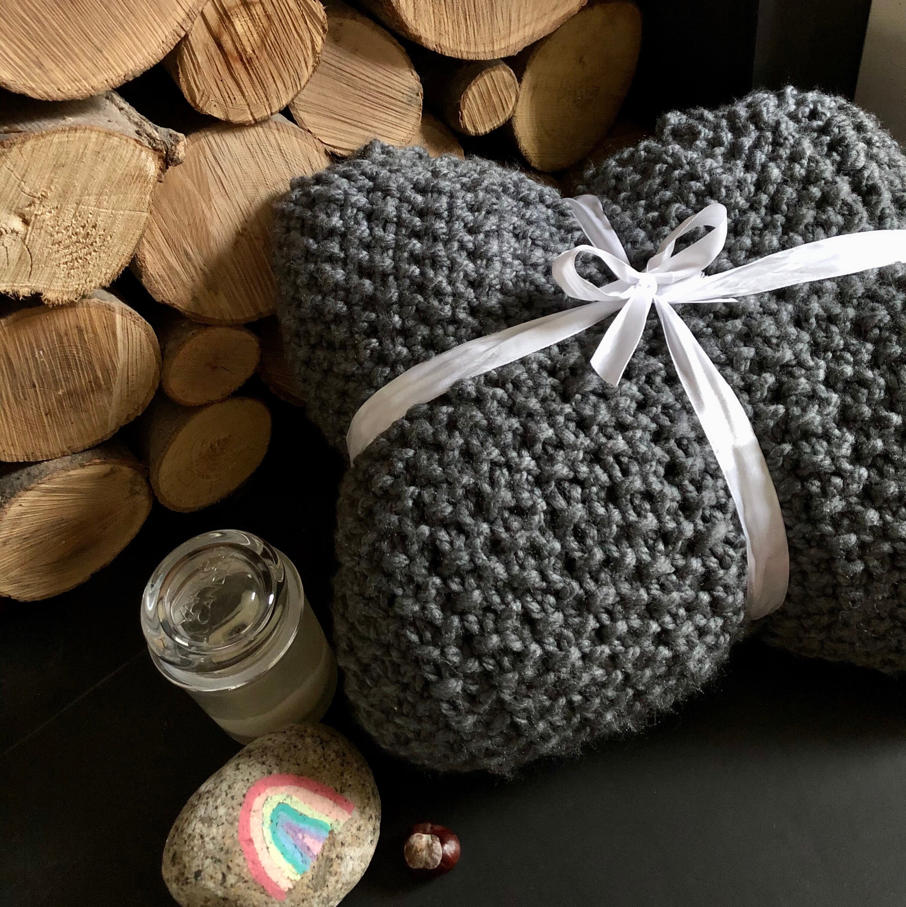 Chunky Knitted Vegan Throw Blanket Cottagecore Blanket Etsy UK