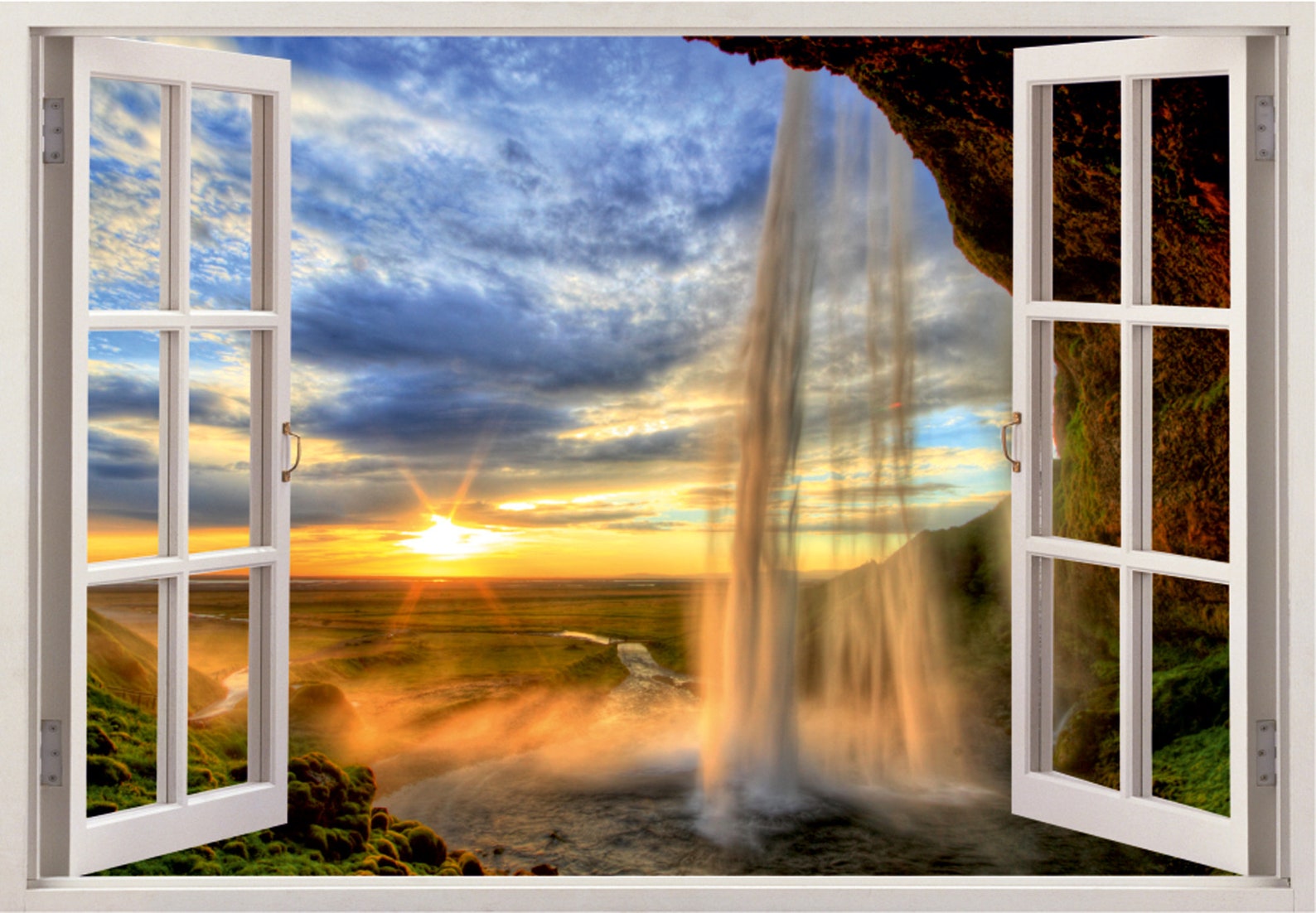 3D Window View Waterfall Landscape Wall Mural 3d Window Etsy