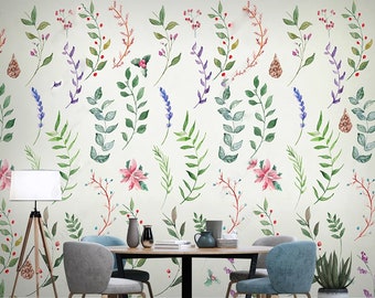Watercolor Wildflower Wallpaper: Peel and Stick Herb Floral