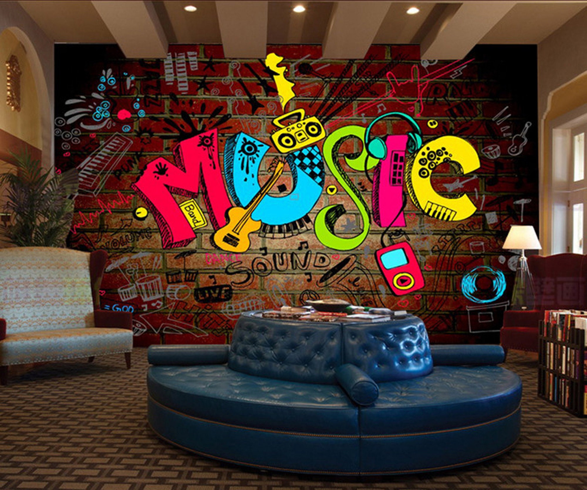 Wallpaper Music Letters Graffiti Wall Art Wall Mural Etsy