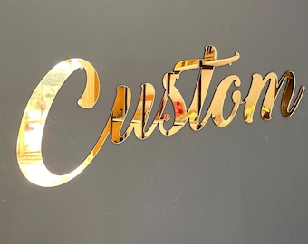 Enseigne logo d'entreprise personnalisée en acrylique doré : décoration murale 3D