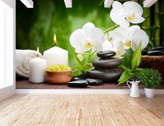 Wallpaper Spa, Massage, Ze, Steine, Bambus, Orchidee Wandkunst, Wandbild,  Fine Art Hintergrund