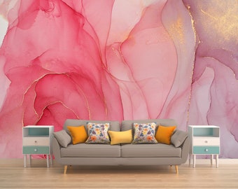 Pink Abstract Marble Texture Wallpaper Mural