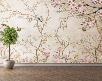 Chinoiserie Wallpaper: Flowers, Birds, Branches - China Style