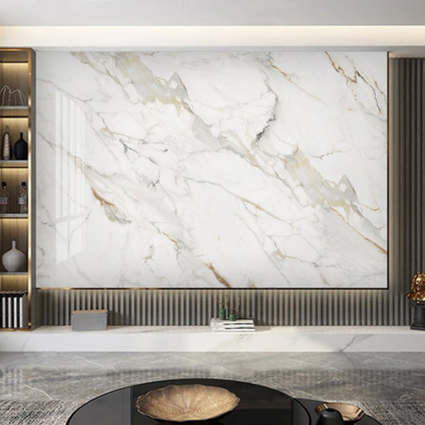 White Marble Peel and Stick Wallpaper, Abstract White Marble Peel and Stick Wallpaper, White Stone Marble Wallpaper