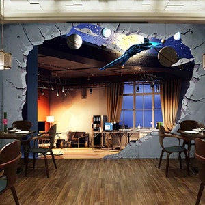 3D Effective Sci-Fi Universe Wallpaper, 3D Wallpaper per Cafe, carta da parati 3d per bar