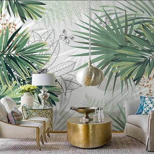 Palm Leaf Wallpaper, Tropical Palm Leaves Mural