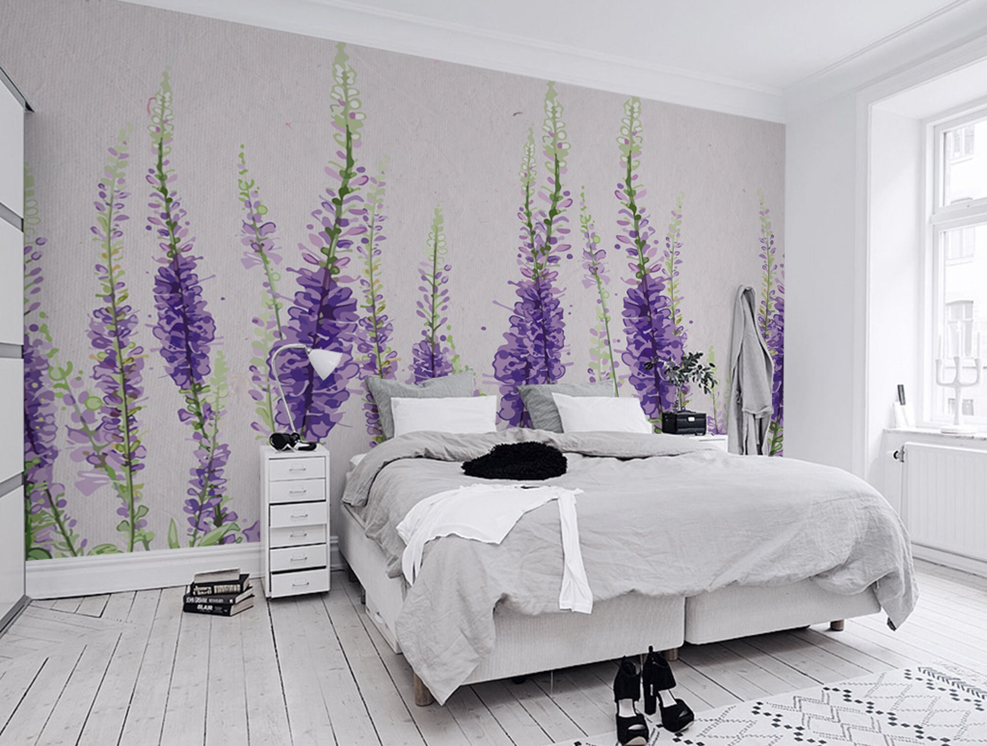 Floral Lavender Wallpaper II Watercolor Lavender Flower - Etsy 日本