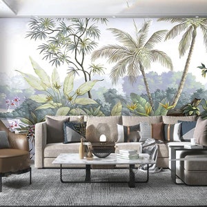 Tropical Landscape Peel and Stick Wallpaper, Tropical Forest Wallpaper, Tropical Landscape Wallpaper, Tropical Wallpaper
