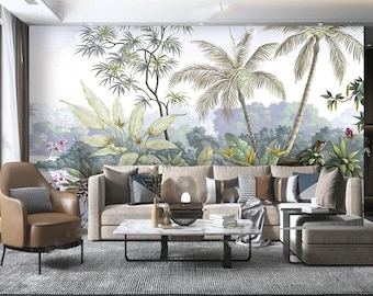 Tropical Forest Peel and Stick Wallpaper: 3D Effect Vinyl
