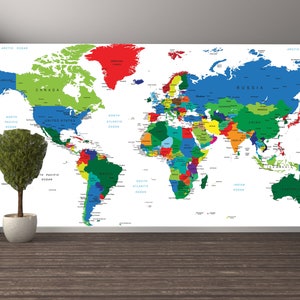Wallpaper Mural World Map on White Background Wall Mural