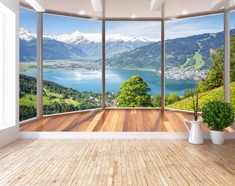 Wallpaper Lake View From Balcony Wall Art, Wall Mural