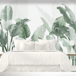 Wallpaper  Tropical Plant Small Fresh Modern Minimalist Wall Art, Wall Mural, Banana Leaves Wallpaper, Banana Leaf Wall Mural