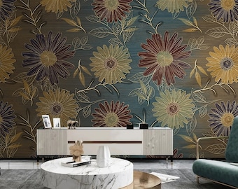 Nordic Floral Peel and Stick Wallpaper: 3D Effect, Easy Install
