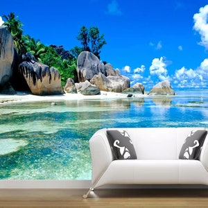Carta da parati Murale Beatiful Island Ocean Landscape Wall Art, Murale a parete