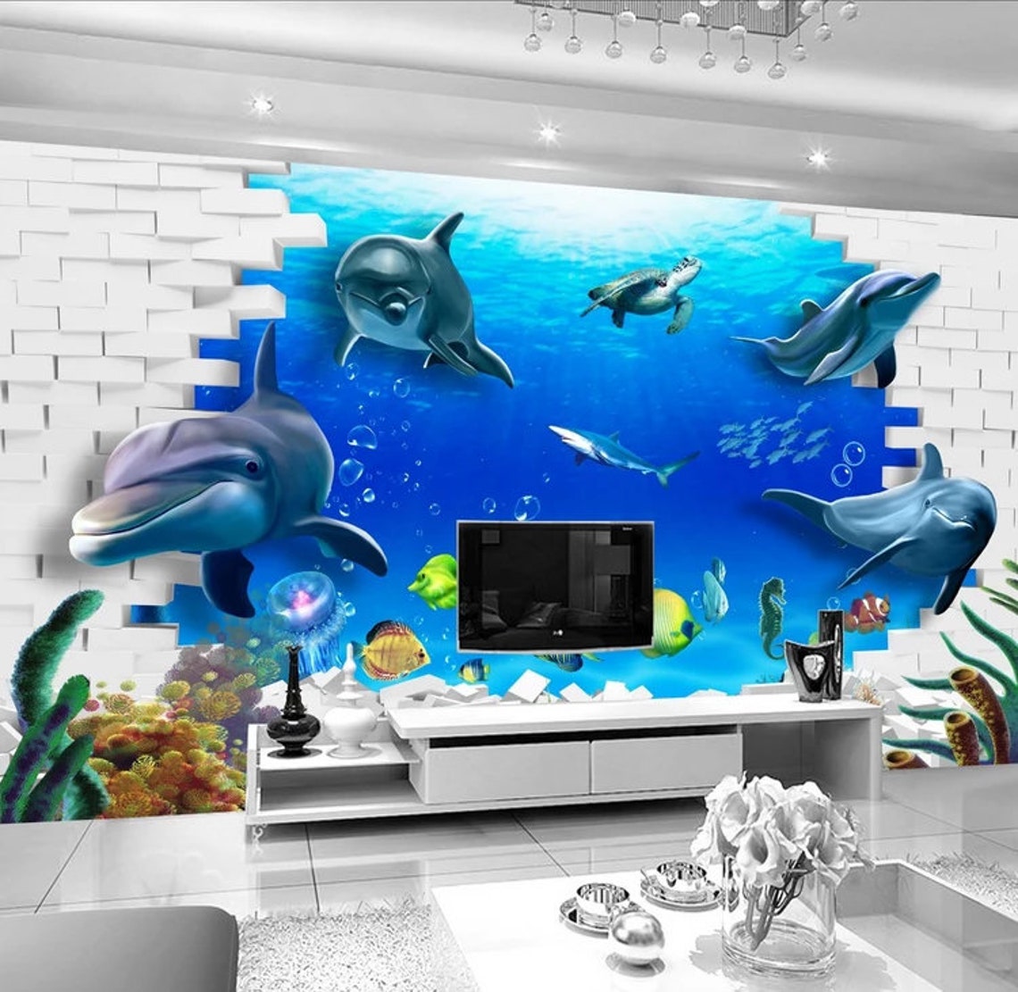 Wallpaper 3D Effective Underwater World Wall Art Wall Mural - Etsy
