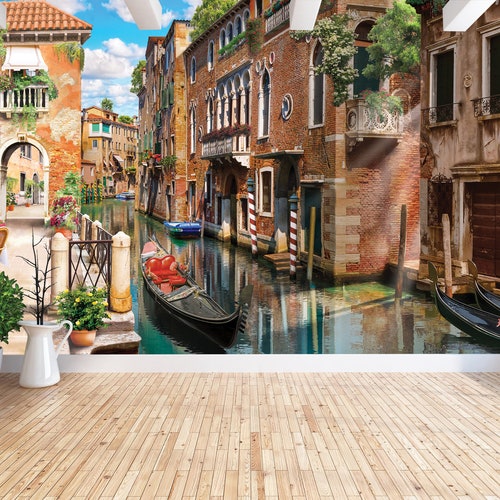 Wallpaper Mural City Venice Oil Paint Looking Italy Wall Mural Etsy
