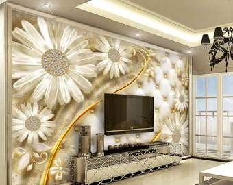 Wallpaper Luxury Flower Wall Art, Wall Mural