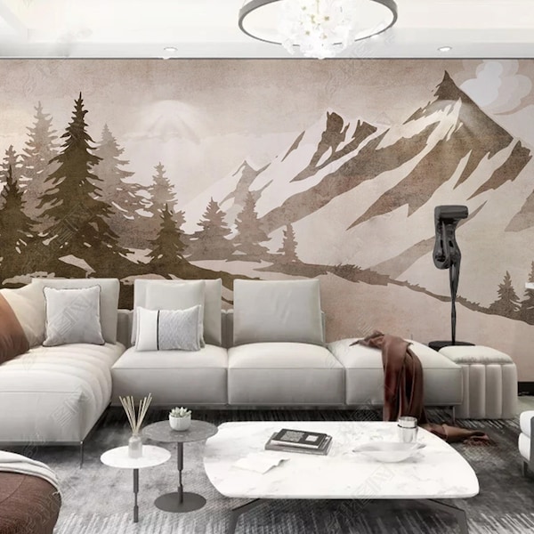 Mountain Peel and Stick Wallpaper Etsy