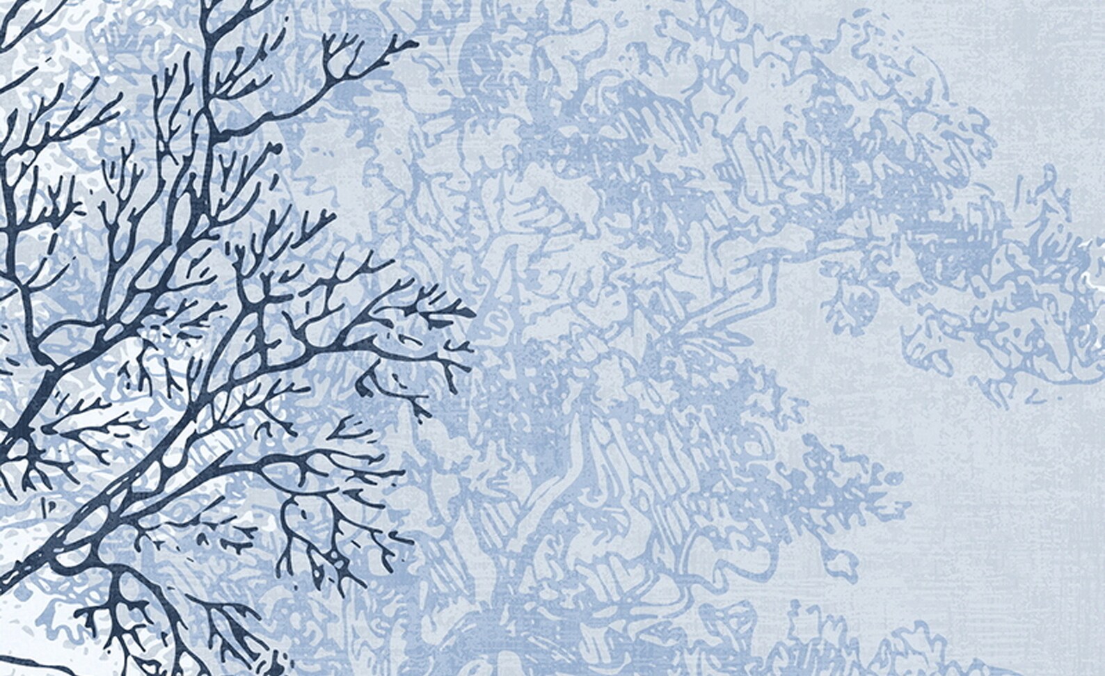 Blue Floral Trees Wallpaper Blue Forest Wallpaper Blue Trees Etsy