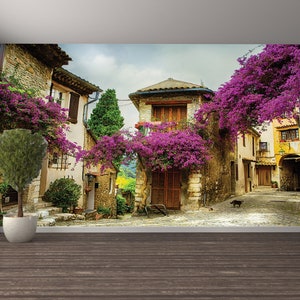 Provence Street Wallpaper Mural: France Landscape, Old City Wall Decor