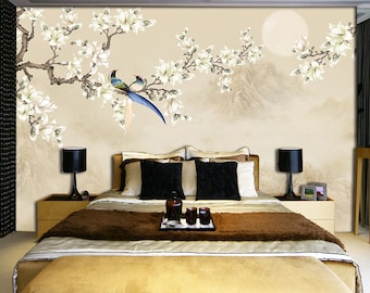 Magnolia Chinoiserie Wallpaper: Birds and Flowers Wall Mural