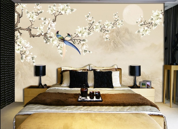 Magnolia Chinoiserie Wallpaper: Birds and Flowers Wall Mural