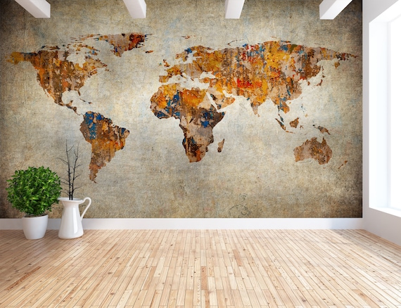 Grunge World Map No Frame Home Decor Room - Temu Belgium