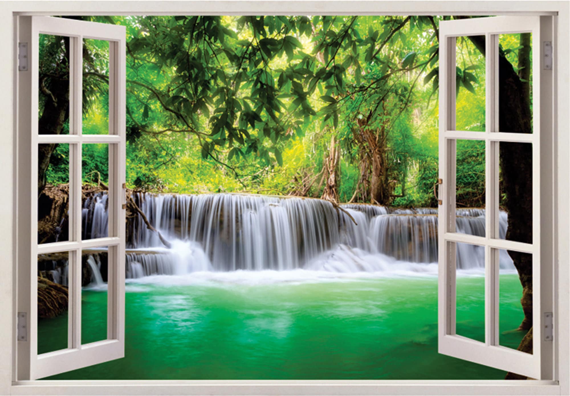 3D Window View Waterfall Landscape, Wall Mural, 3d Window Wall Decal Etsy