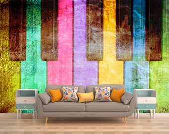 Wallpaper Grunge Piano Colourful Wall Art, Wall Mural, Fine Art Background