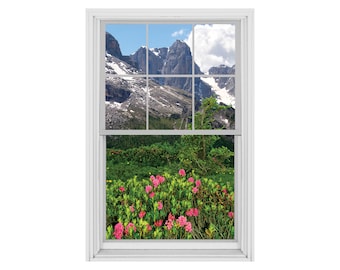 Décalcomanie murale 3D Mountain View : vinyle à retirer et à coller