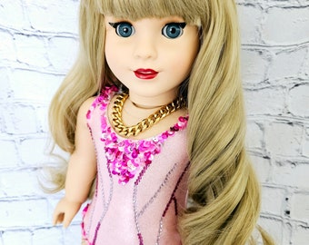 Super Pop Star On Tour Pink Love Bodysuit Fits 18 Inch Dolls