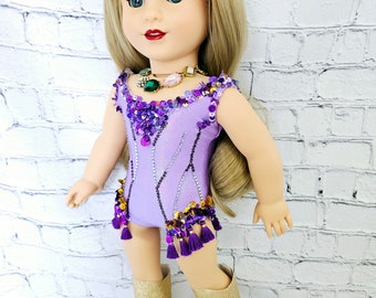 Super Pop Star On Tour Purple Love Bodysuit Fits American Girl 18 Inch Dolls