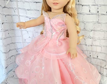 Wicked Good Witch Pink Glinda Bubble Dress For 18 Inch Dolls