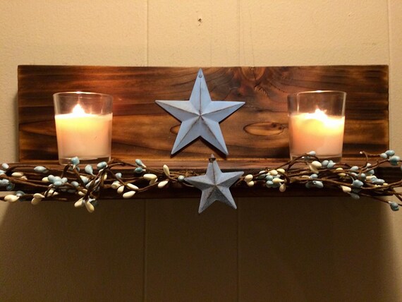 Cedar Wood Candle Sconce Barn Star Theme Shou Sugi Ban Etsy