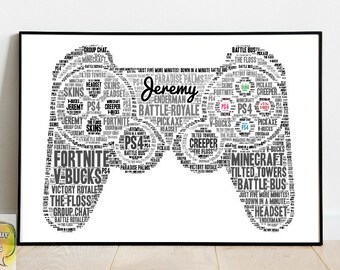 Personalised Video Gaming Controller Word Art Print Or Card Etsy - new update island royale gifting 2 new codes roblox youtube