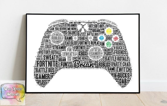 Personalised Video Gaming Controller Occasion Card Or Print Nathural Colours Of Actual Controller - roblox dab l#U00e1mina enmarcada