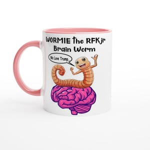 RFK Brain Worm Mug, RFK JR Coffee mug, Funny Election Mug - White 11oz Ceramic Mug with Color Inside