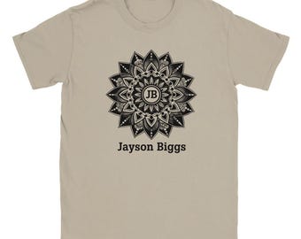 Personalize Mandala Unisex Crewneck T-shirt, Yantra design, Sacred Flower