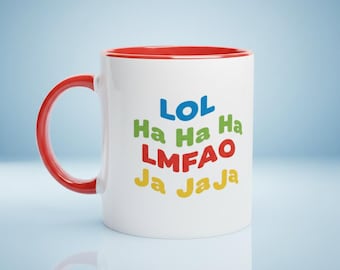 LOL Mug - Fun Stand Up Comic Expressions - Dishwasher Safe - Gift for Friends