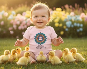 Personalized Baby Onesie with Colorful Mandala - Custom Name Bodysuit