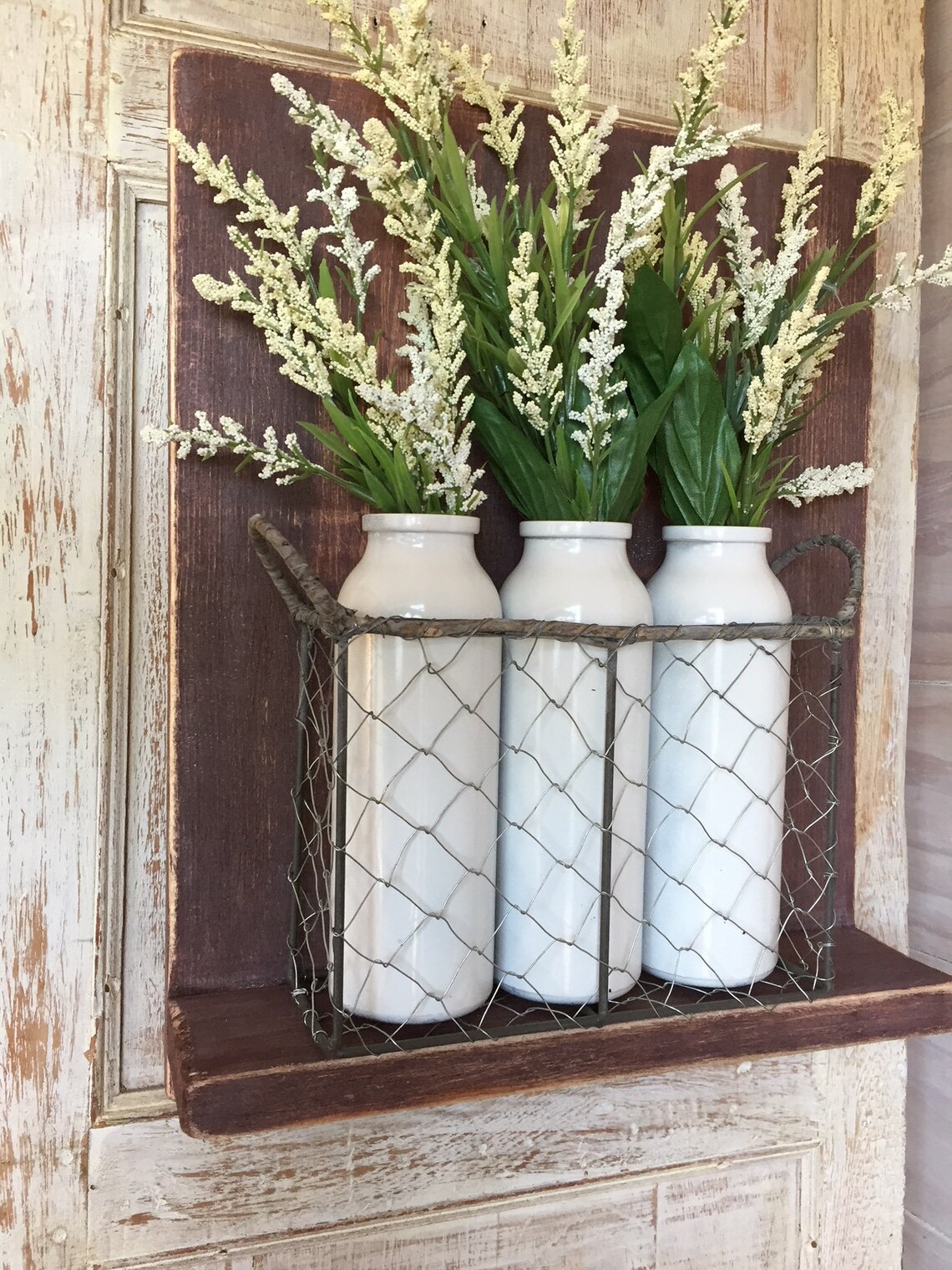 Farmhouse milk bottle crate wall vase Etsy