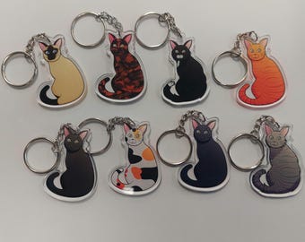 2" Acrylic Cat Charms with keychain