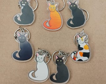 2" Acrylic Cat Charms with keychain