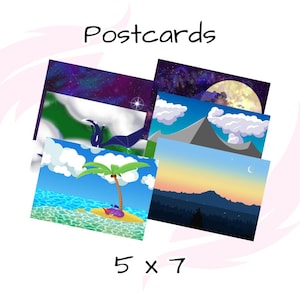 Espace fantaisie de 5 x 7 pouces, dragon, cartes postales nature