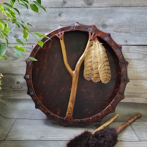 Totem Drum Forest Owl Middle Size Drum, Shamanic drum, bird totem drum