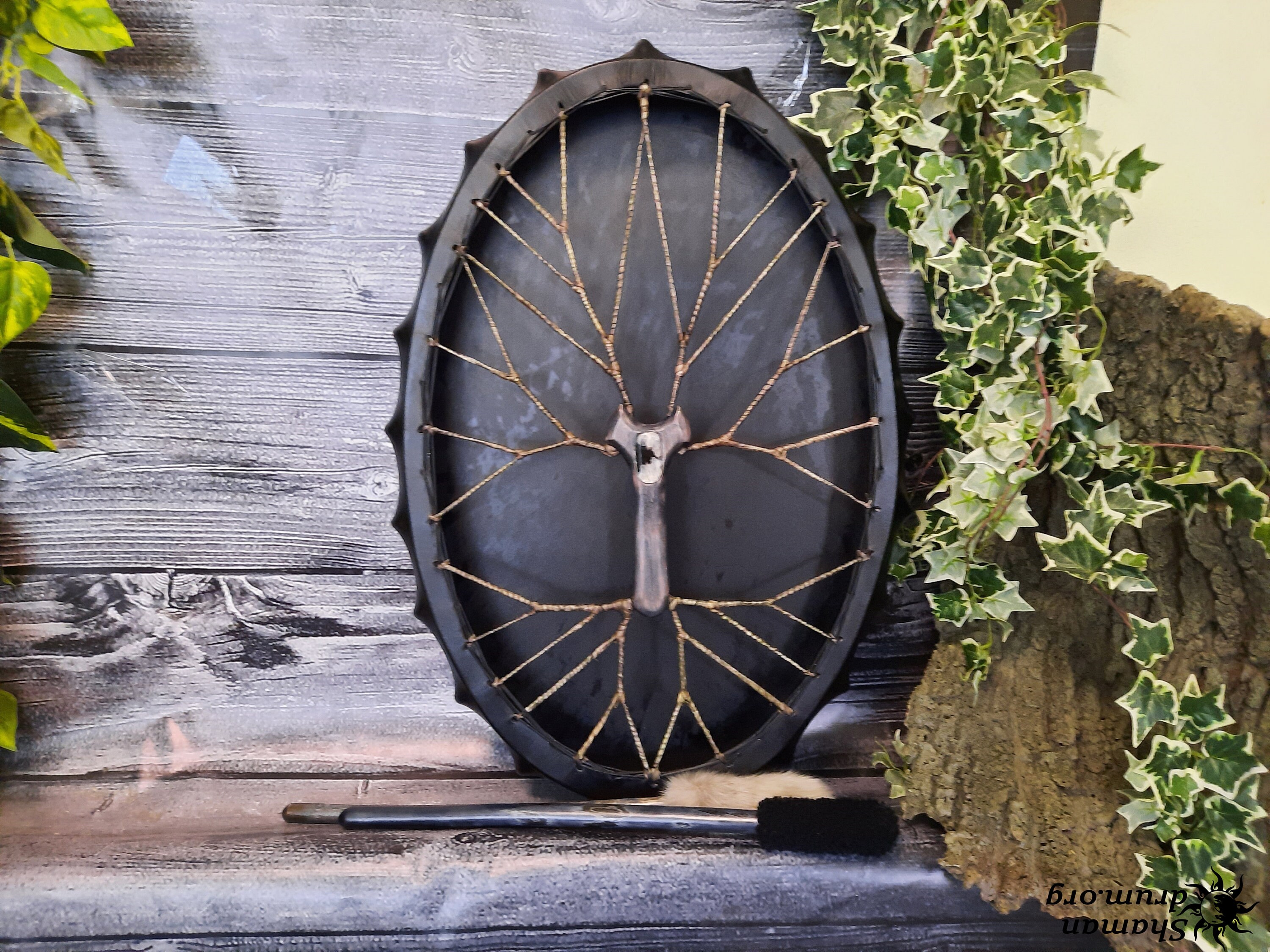 Tambour Chamanique – Tambour Celtique Sacré, Maillet Inclus, Bois Et Polyester, 25 Cm, Décoration Spirituelle - 6