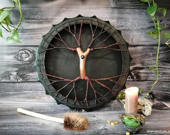 Tree of Life Shaman Drum, Handmade 22 inch