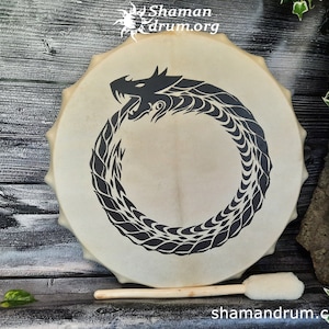 Ouroboros drum. Mystical barban. A drum about the cyclical nature of eternity and infinity. The alternation of creation and destruction, life and death. Barban about the energy of constant rebirth and death.